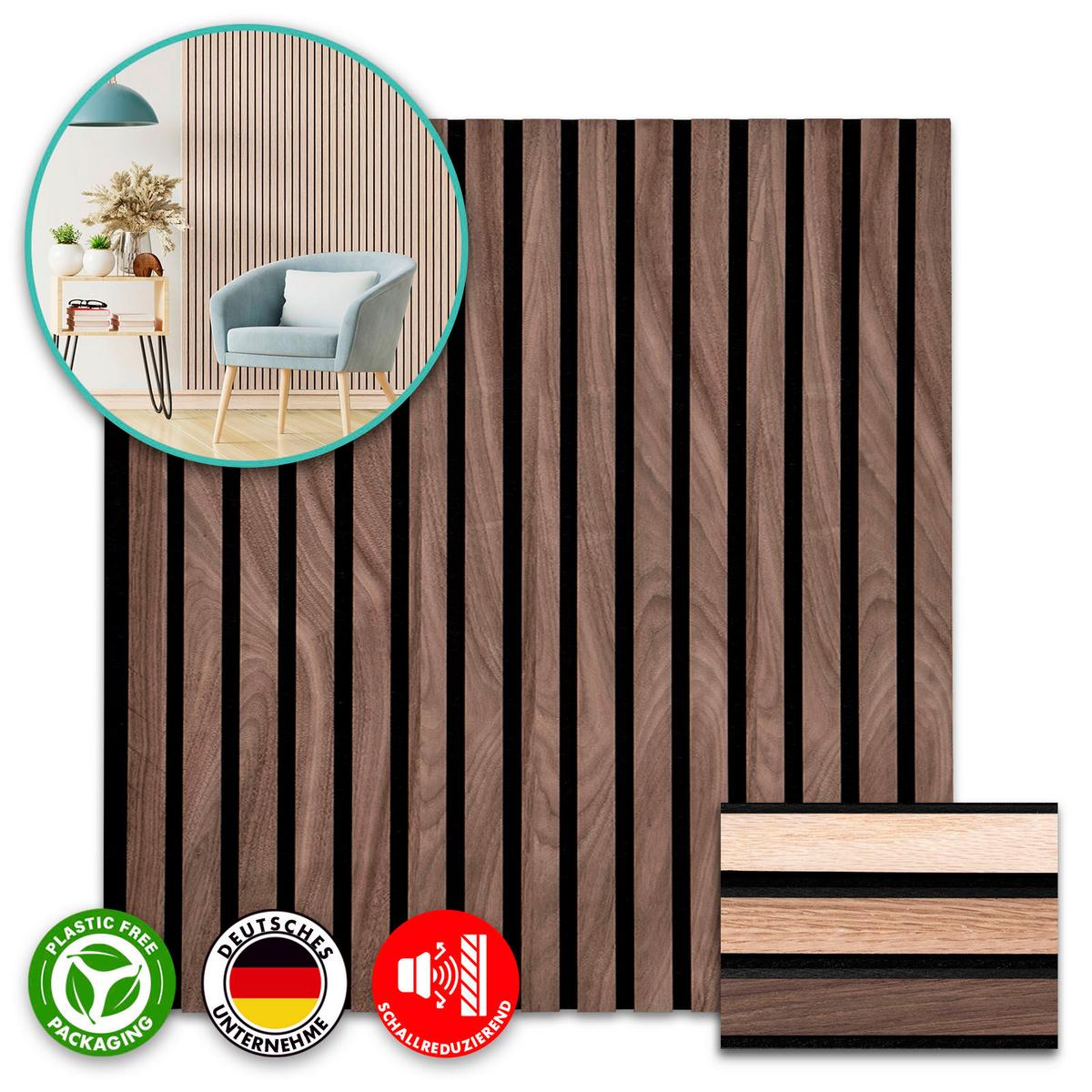 Akustikpaneel Akustikpaneel - Walnussfarben, Basics, Holzwerkstoff (60/60cm)