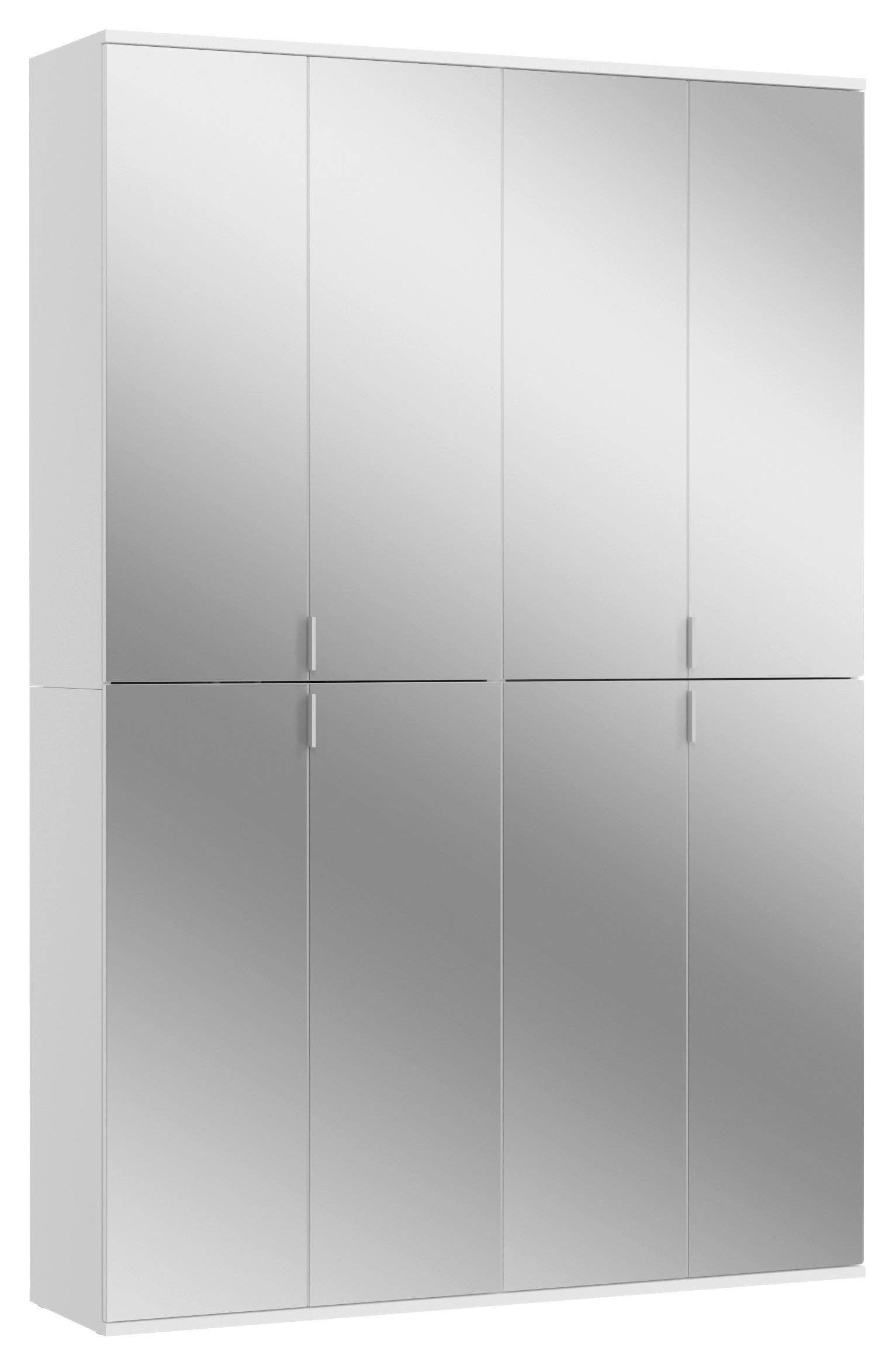 Drehtürenschrank mit Spiegel Weiß Projekt X 122cm - Weiß, MODERN, Glas/Holzwerkstoff (122/193/34cm) - MID.YOU