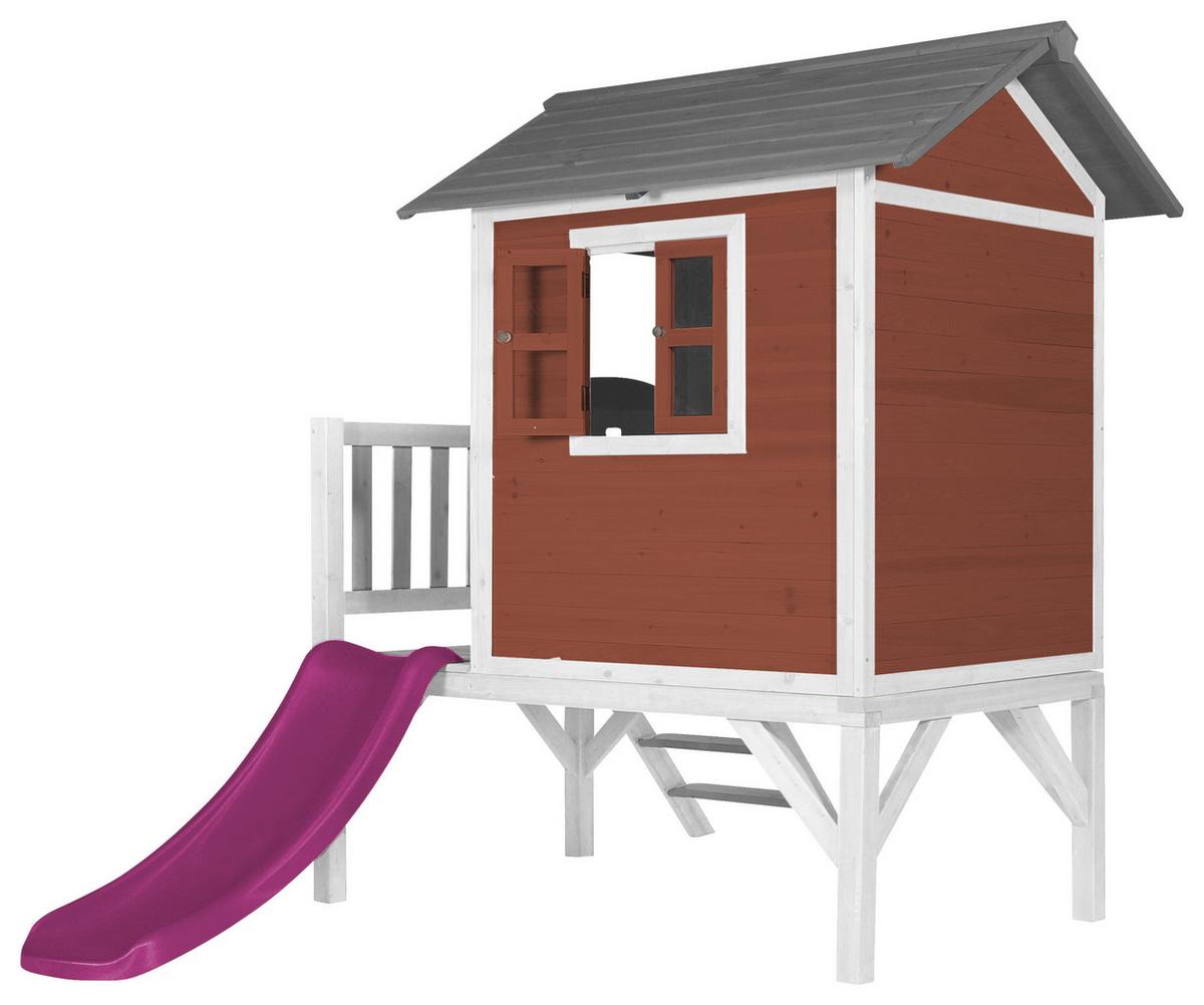 Spielhaus C050.002.45 - Lila/Rot, KONVENTIONELL, Holz/Kunststoff (240/189/167cm) - Ambia Garden