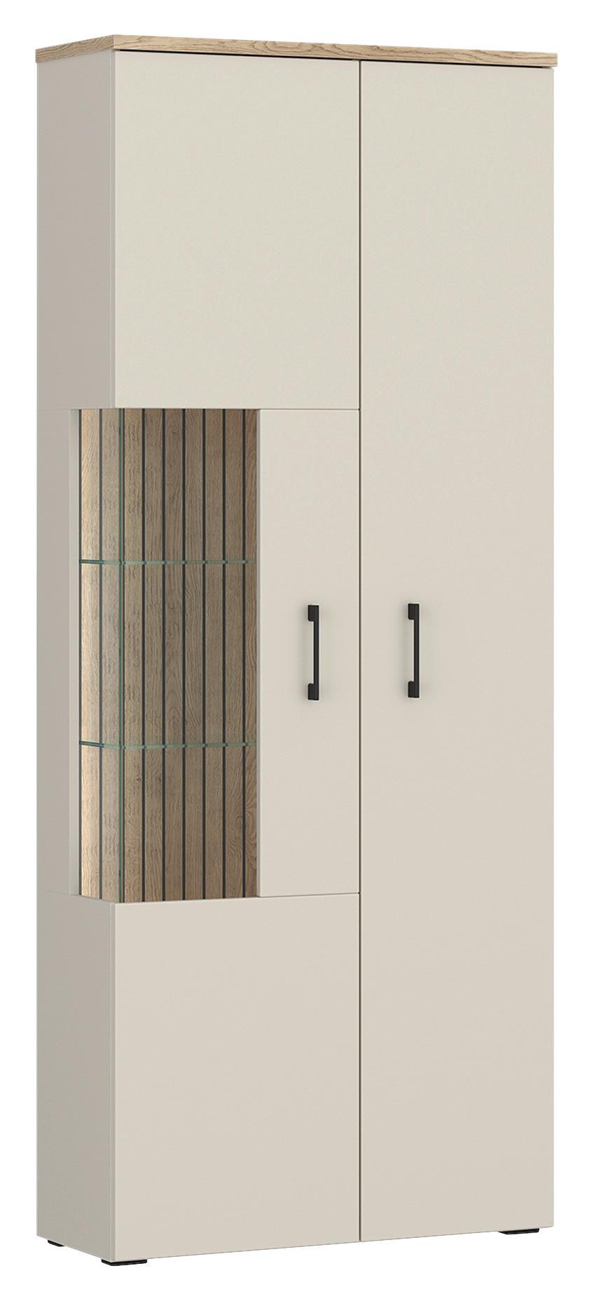 Vitrine B: 76,3cm Amare Kaschmir/eichefarben - Kaschmir/Eichefarben, MODERN, Glas/Holzwerkstoff (76,3/192/35cm)