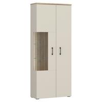 Vitrine B: 76,3cm Amare Kaschmir/eichefarben - Kaschmir/Eichefarben, MODERN, Glas/Holzwerkstoff (76,3/192/35cm)