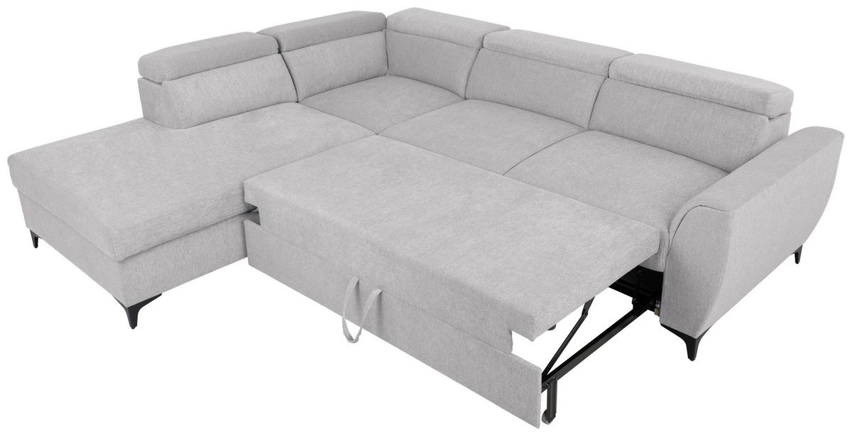 Ecksofa Lapis Hellgrau S: 217/255 cm - Hellgrau/Schwarz, KONVENTIONELL, Textil (217/255cm) - MID.YOU