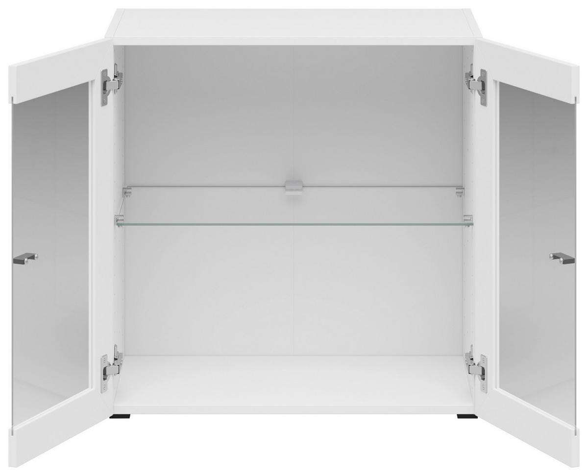 Vitrine 2 Türen, B: 64 cm Sixty-Four, Weiß - Schwarz/Weiß, Trend, Glas/Holzwerkstoff (64/64/35cm)