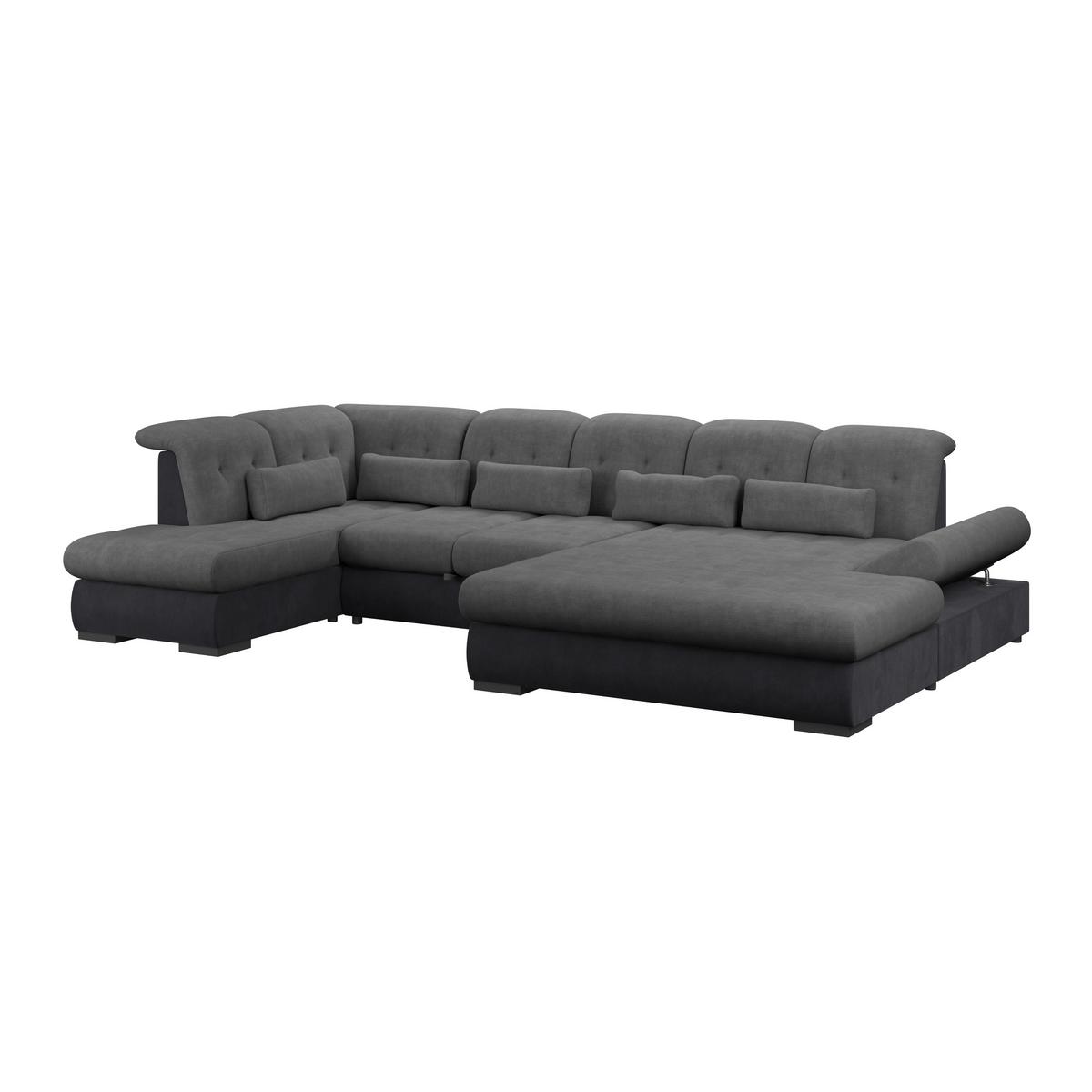 Wohnlandschaft Madera Anthrazit B: 212 Cm - Anthrazit/Schwarz, KONVENTIONELL, Kunststoff/Textil (212/358/190cm)
