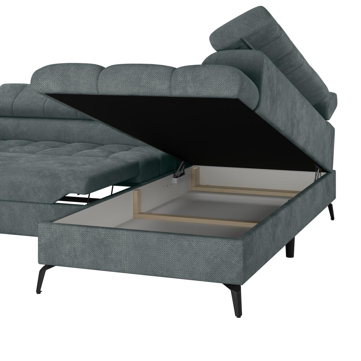Ecksofa Volf Rechts New Grau, S: 261x203 cm - Schwarz/Grau, Trend, Kunststoff/Textil (261/203cm)