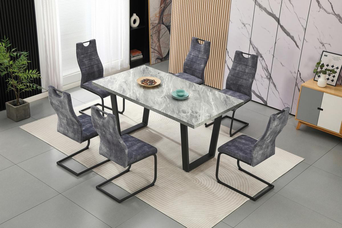 JÍDELNÍ SET MELBOURNE - šedá/černá, Moderní, kov/kompozitní dřevo (160/75/90cm) - Nedis SmartLife
