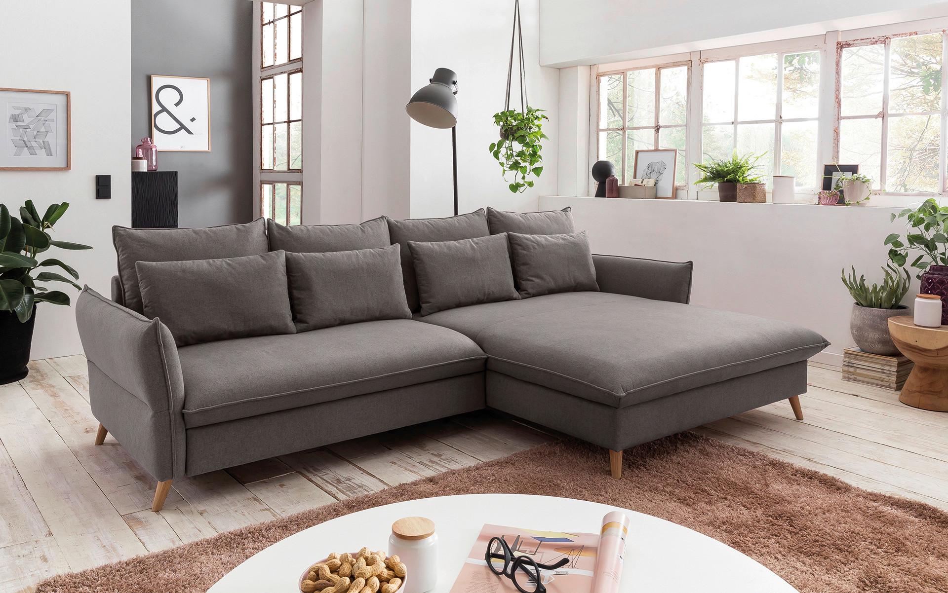 Eckschlafsofa Walker Hellbraun S: 274 cm - Hellbraun/Buchefarben, Design, Textil (274/170cm) - Livetastic