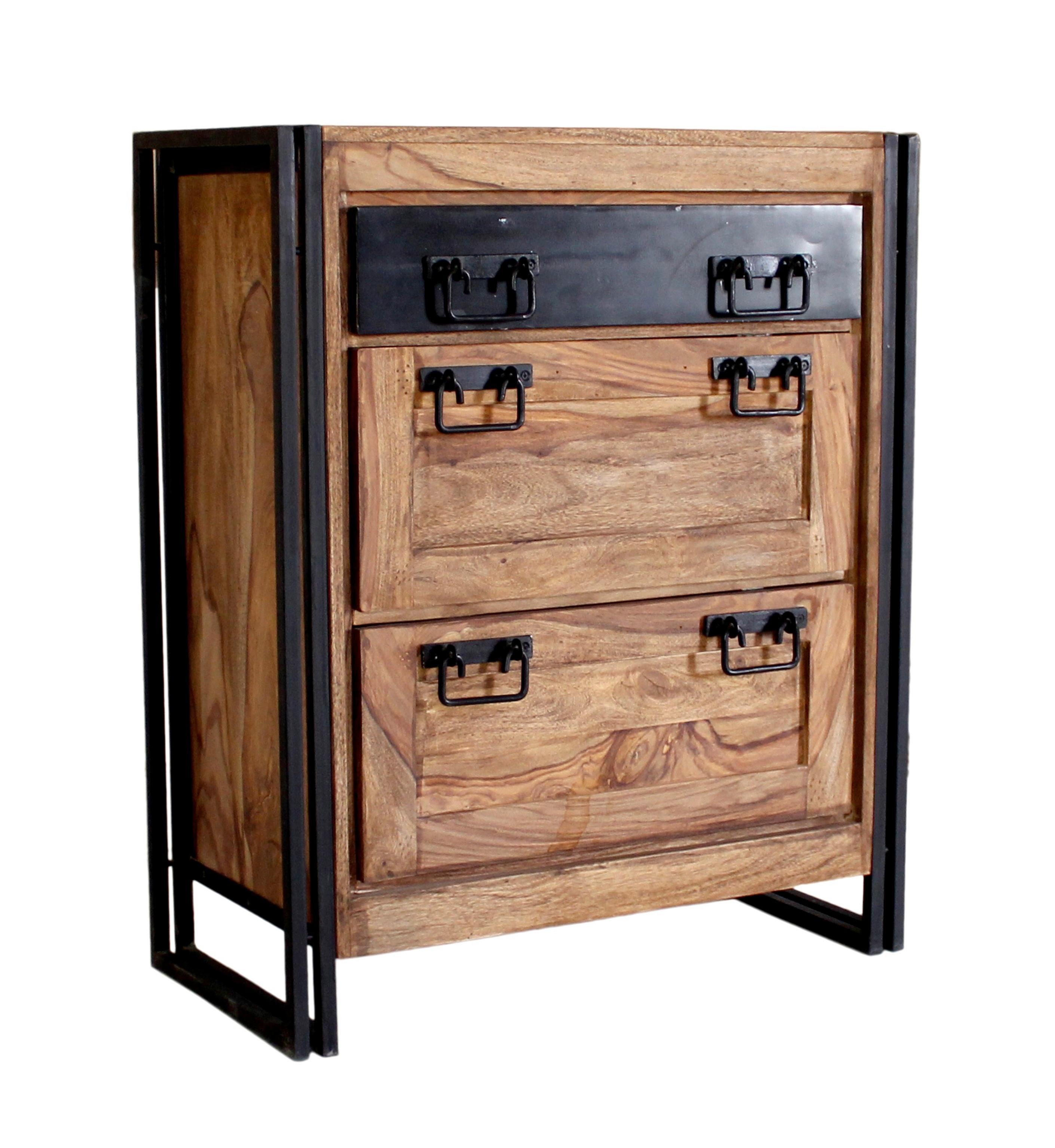 SCHUHSCHRANK Naturfarben/Schwarz B: 80cm - Schwarz/Naturfarben, Design, Holz/Metall (80/96/40cm) - MID.YOU