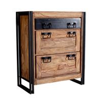 SCHUHSCHRANK Naturfarben/Schwarz B: 80cm - Schwarz/Naturfarben, Design, Holz/Metall (80/96/40cm) - MID.YOU