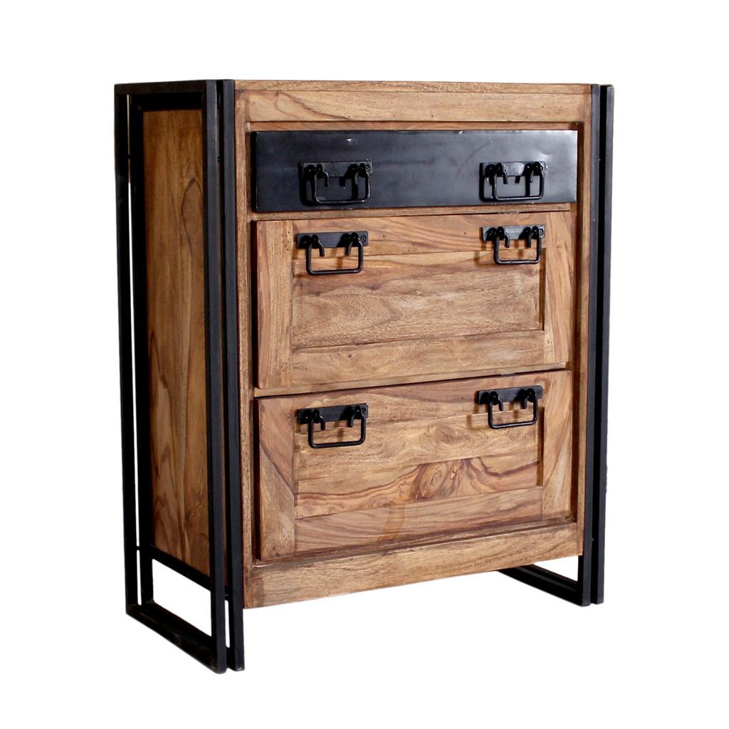 SCHUHSCHRANK Naturfarben/Schwarz B: 80cm