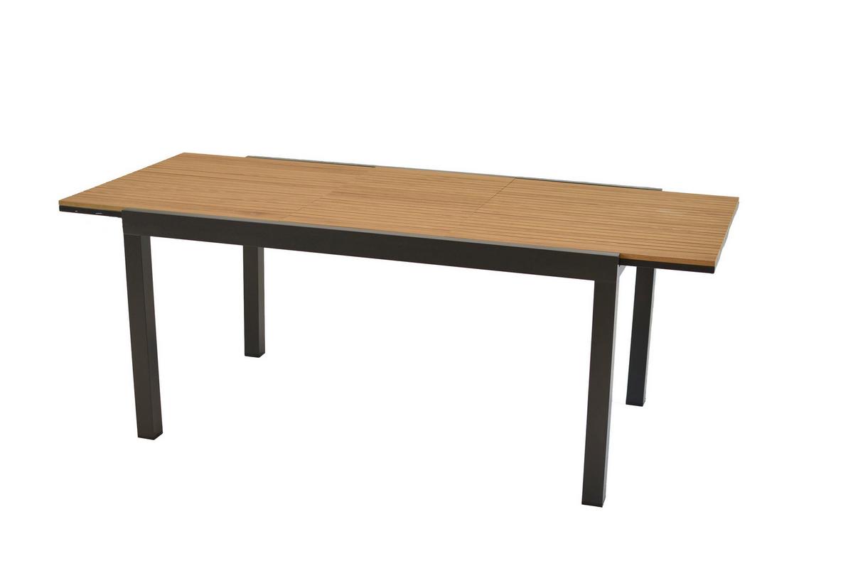 Gartentischgruppe Astros 5 -Teilig. Graphitfarben/Natur - Graphitfarben/Naturfarben, KONVENTIONELL, Kunststoff/Metall - Gardenson