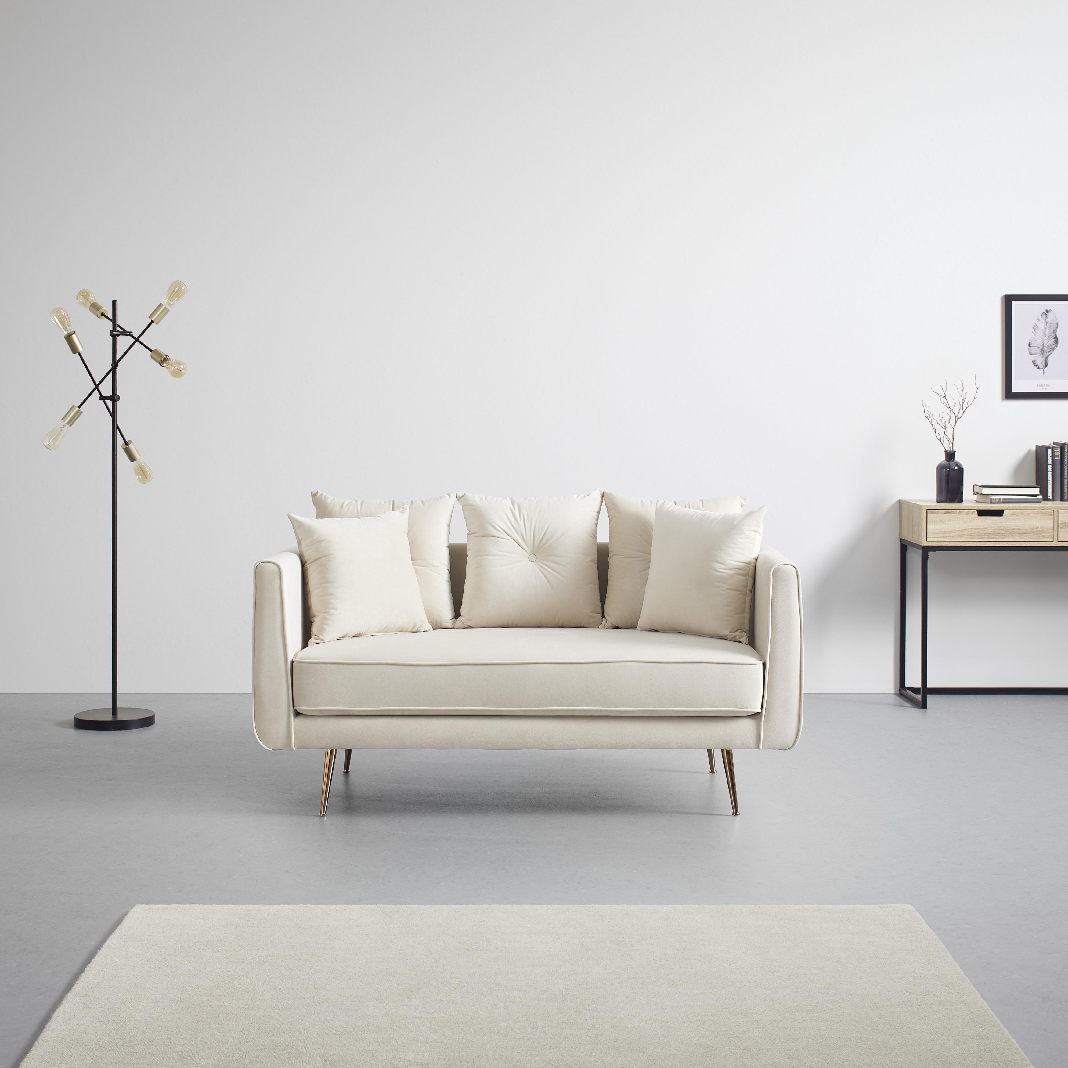 Elegatná Pohovka Luis Béžová - zlatá/béžová, Moderný, kov/drevo (155/87/87cm) - Bessagi Home