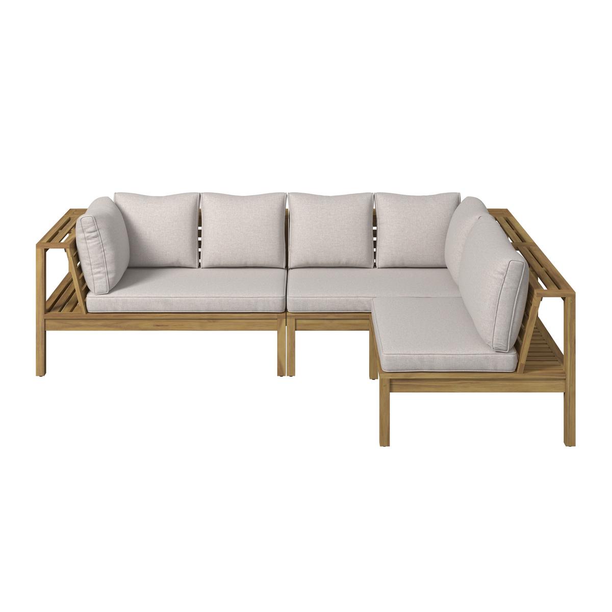 Loungegarnitur Graz - Grau/Akaziefarben, MODERN, Holz/Kunststoff (240/160cm) - Beldano