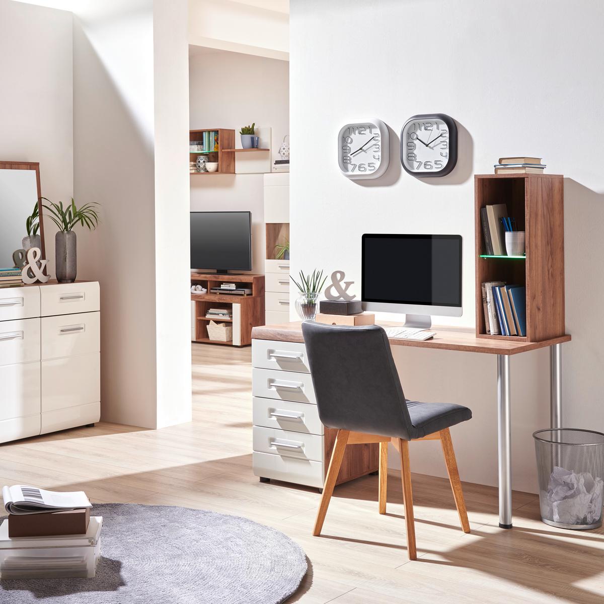 Íróasztal Avensis New - tölgyfa színű/fehér, Konventionell, faalapú anyag (130/72cm) - Luca Bessoni