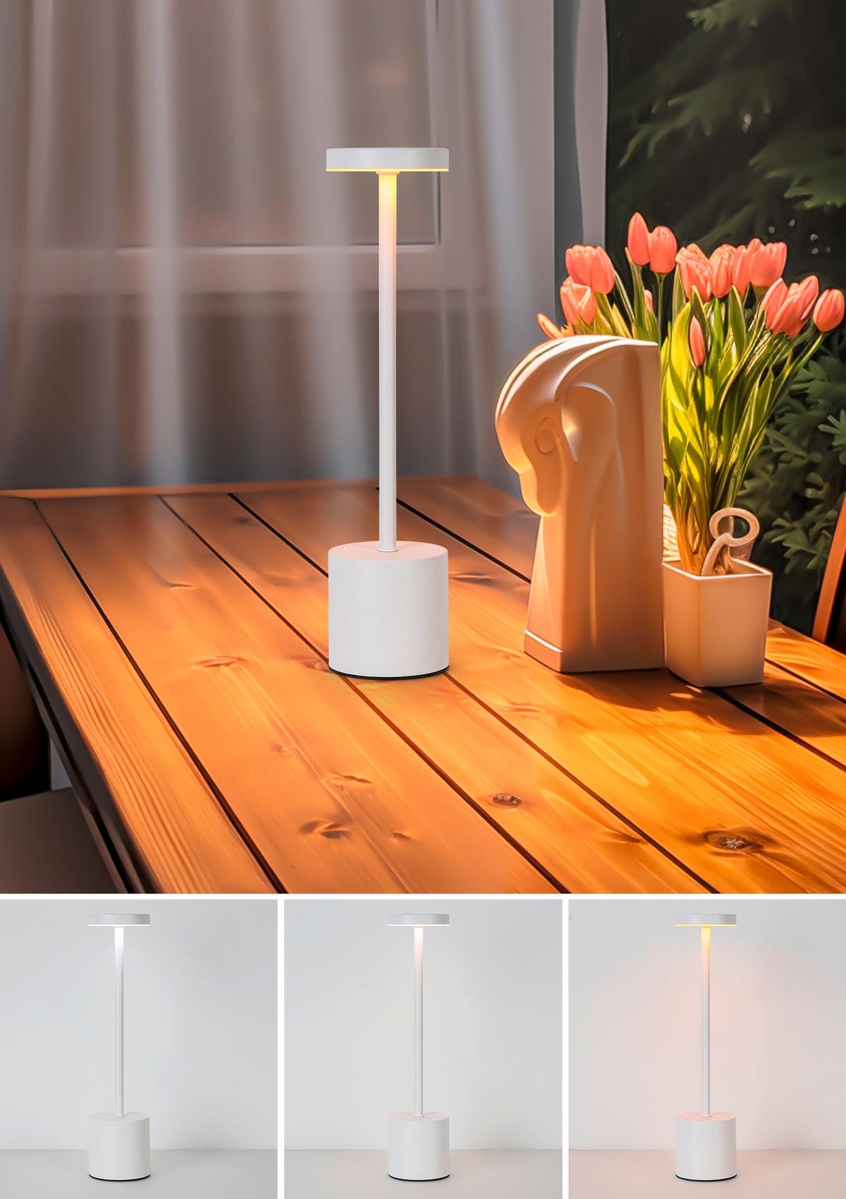 STOLNÍ LED LAMPA TIPL - bílá, Konvenční, kov/plast (8/32cm) - Mömax