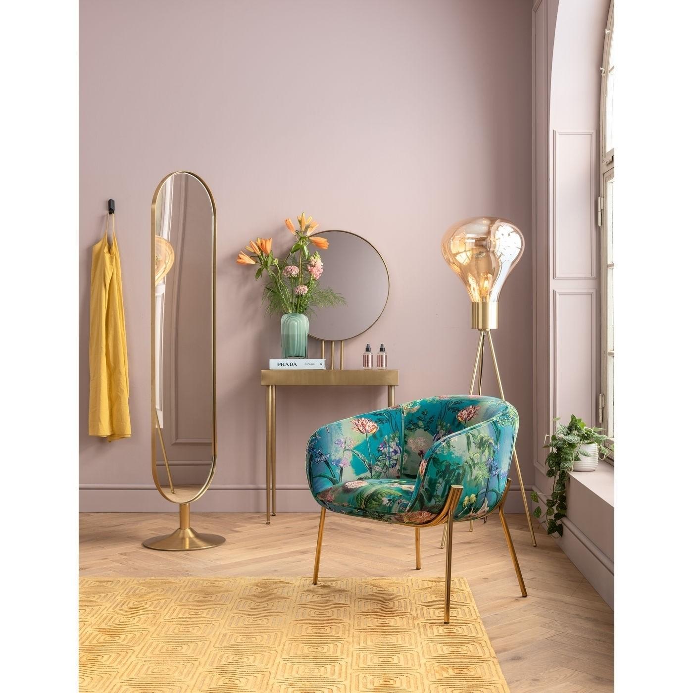 Schminktisch Curve -Trend- - Messingfarben/Goldfarben, Trend, Glas/Metall (70/32/153cm) - Kare-Design
