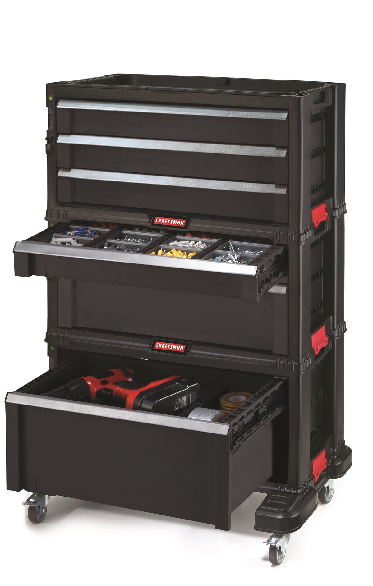 Szerszámos Láda 6 Fiókos - fekete, műanyag