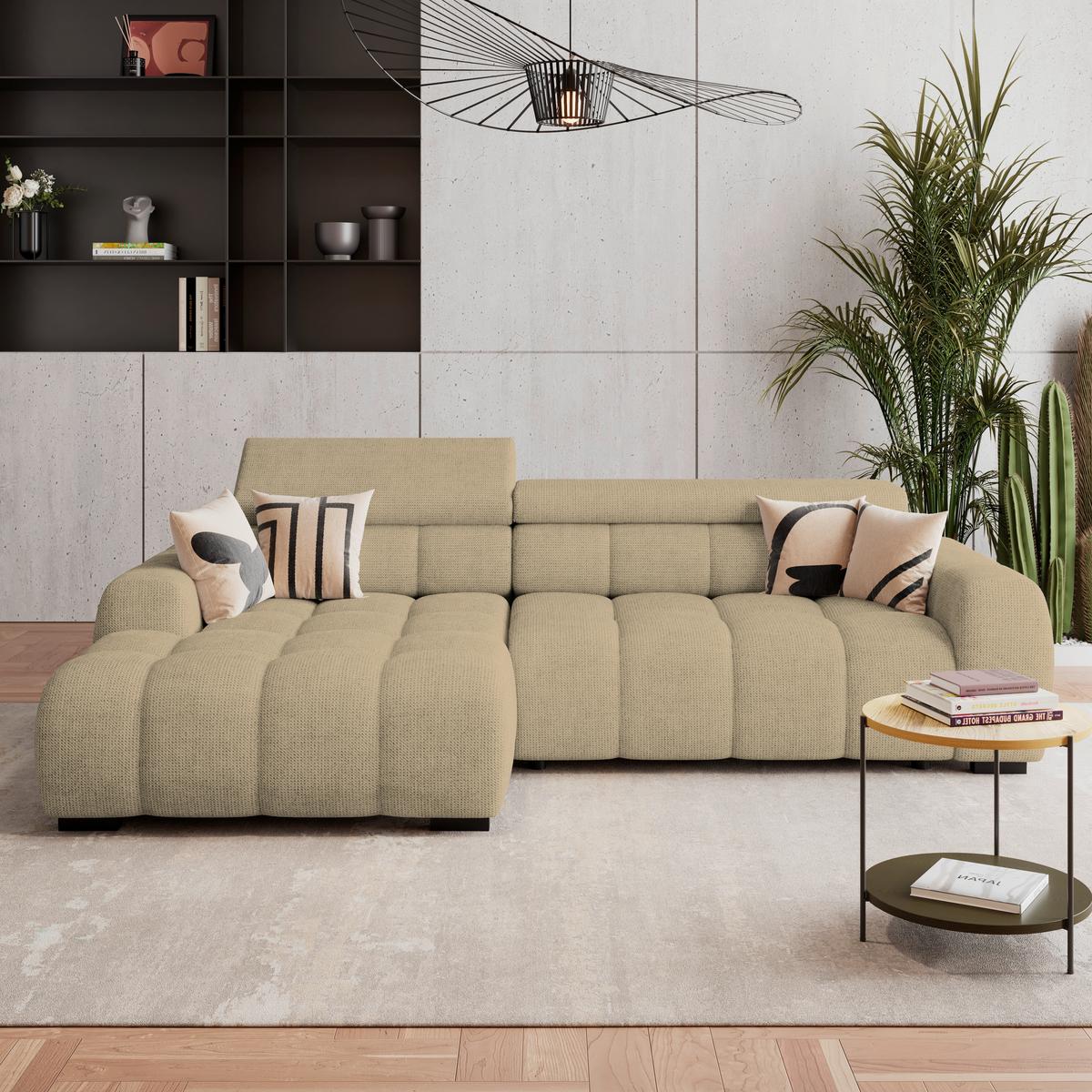 Ecksofa Fargo S Taupe, B: 168cm - Taupe/Schwarz, Trend, Textil (168/285cm)