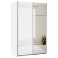 Schwebetürenschrank Feldkirch 136 Normalhöhe - Weiß Hochglanz/Silberfarben, MODERN, Holzwerkstoff (136/210/62cm)