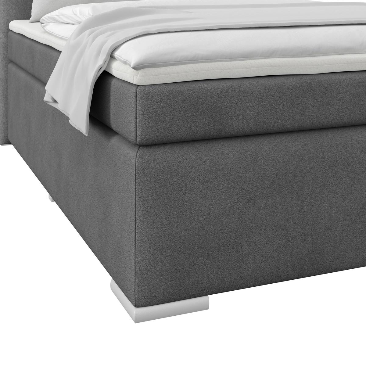 Boxspringbett Mira 1 - Dunkelgrau, Basics, Holz/Kunststoff (140/200cm)