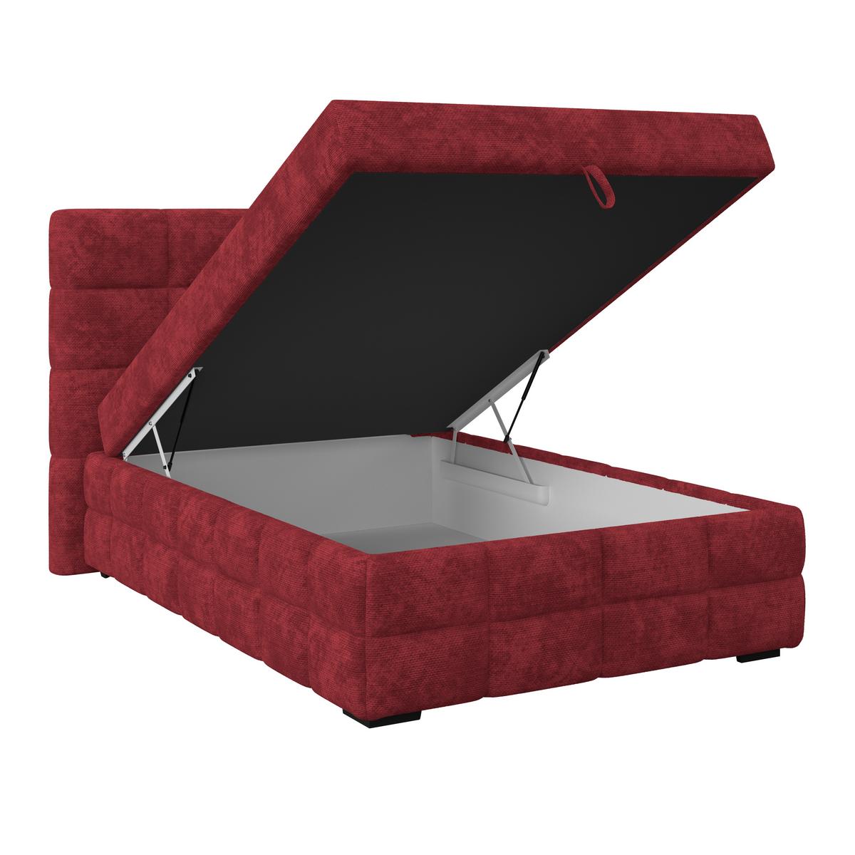 Čalúnená posteľ VEGA 140x200 cm, vinovočervená - čierna/vínovočervená, Trend, drevo/textil (140/200cm)