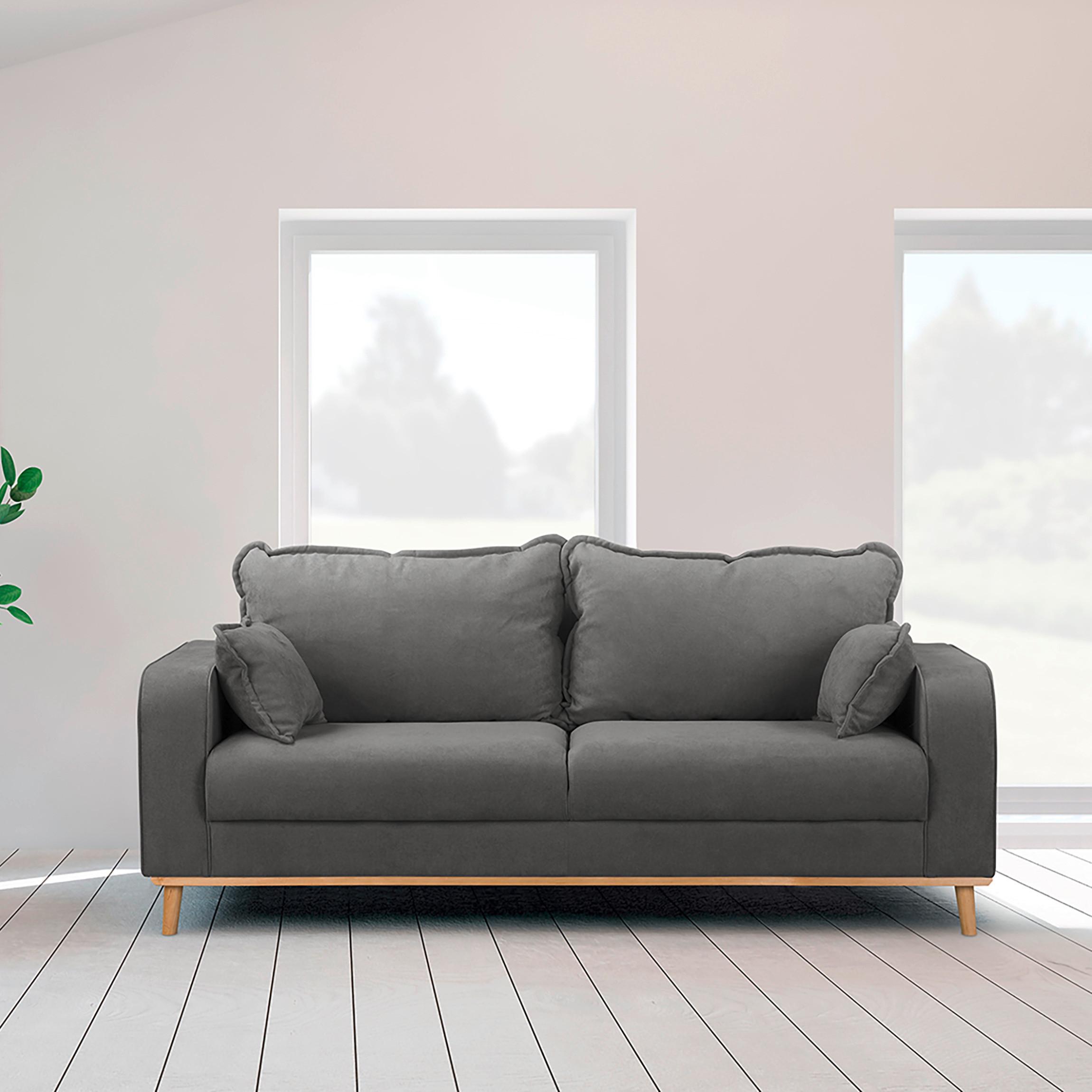 3-sitzer-sofa Beata Dunkelgrau B: 193 Cm - Wengefarben/Dunkelgrau, Design, Textil (193/86/87cm) - Livetastic