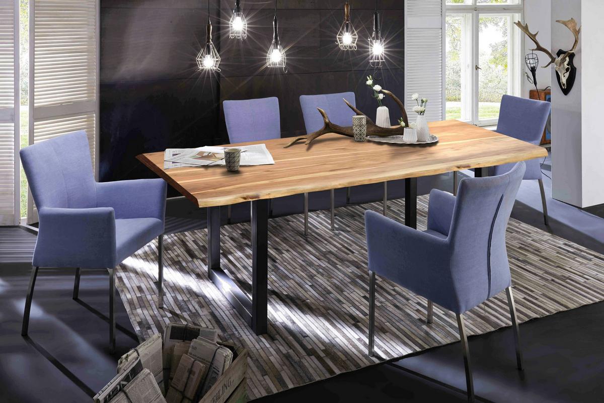 ESSTISCH Naturfarben/Schwarz L: 200cm - Schwarz/Naturfarben, MODERN, Holz/Metall (200/100/78cm) - MID.YOU