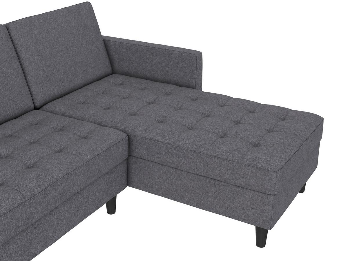 Ecksofa Palermo Grau, mit Stauraum - Schwarz/Grau, Basics, Textil (213/154cm) - Livetastic