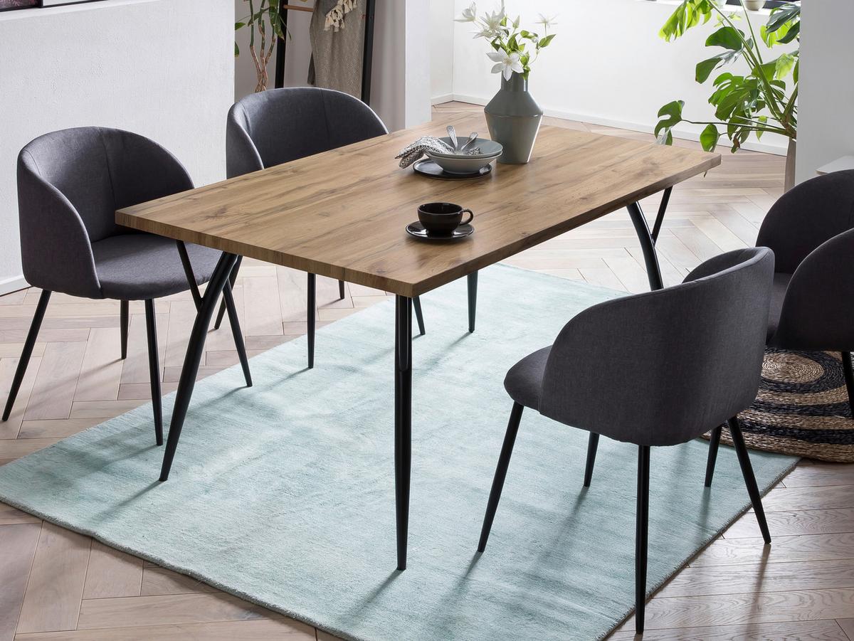 Armlehnstuhl-Set Webstoff Dunkelgrau, B: 63cm - Dunkelgrau/Schwarz, Design, Textil/Metall (63/84/53cm) - Livetastic