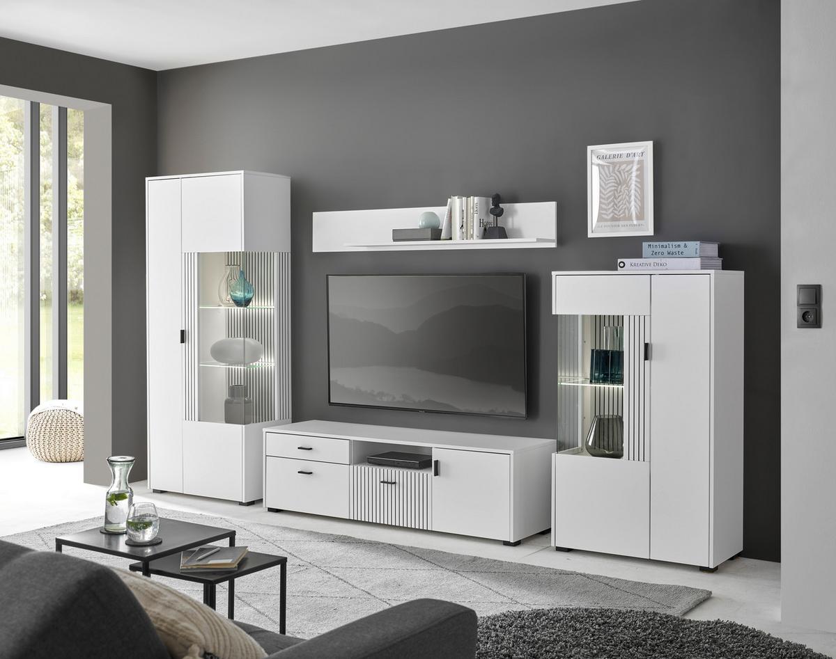 Lowboard Hudson Schwarz/Weiß B: 150 cm - Schwarz/Weiß, Design, Holzwerkstoff (150/44/42cm) - MID.YOU