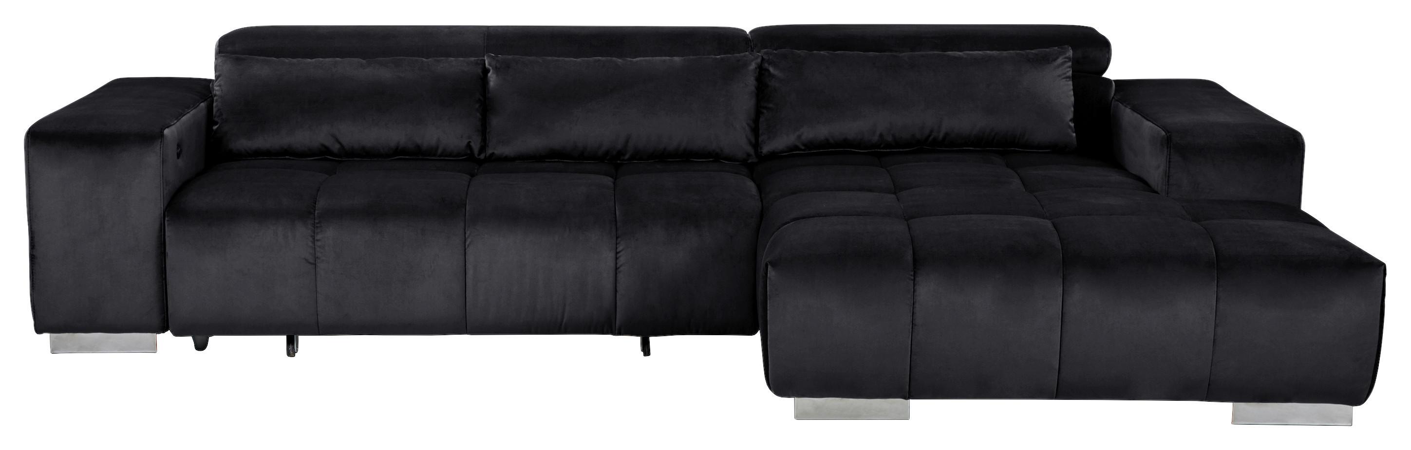 Ecksofa mit Relaxfunktion Orion Kopfstütze Klappbar Schwarz - Silberfarben/Schwarz, KONVENTIONELL, Textil (307/186cm) - Livetastic