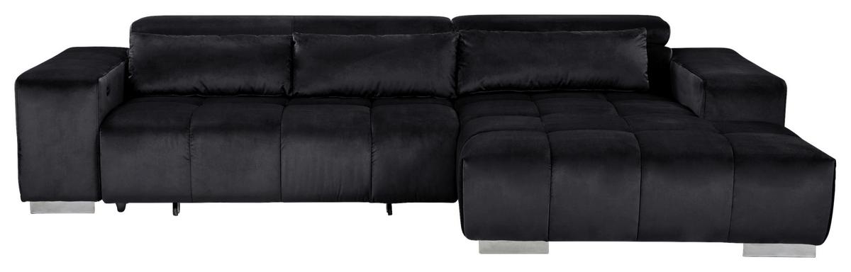 Ecksofa mit Relaxfunktion Orion Kopfstütze Klappbar Schwarz - Silberfarben/Schwarz, KONVENTIONELL, Textil (307/186cm) - Livetastic