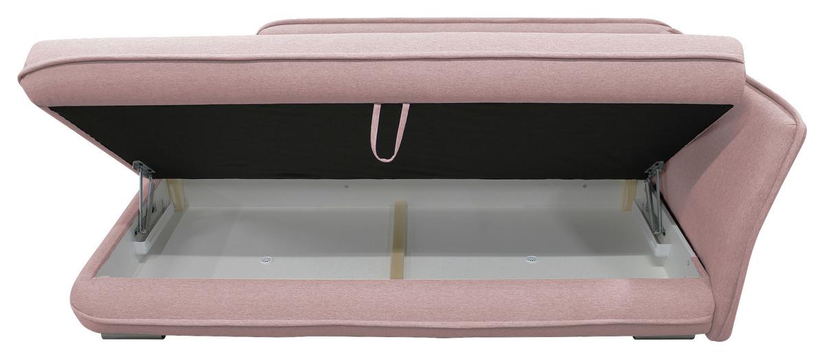 Liege Latte Rosa Inkl. Bettkasten Ottomane Rechts - Silberfarben/Rosa, Design, Textil (224/84/99/107cm) - MID.YOU