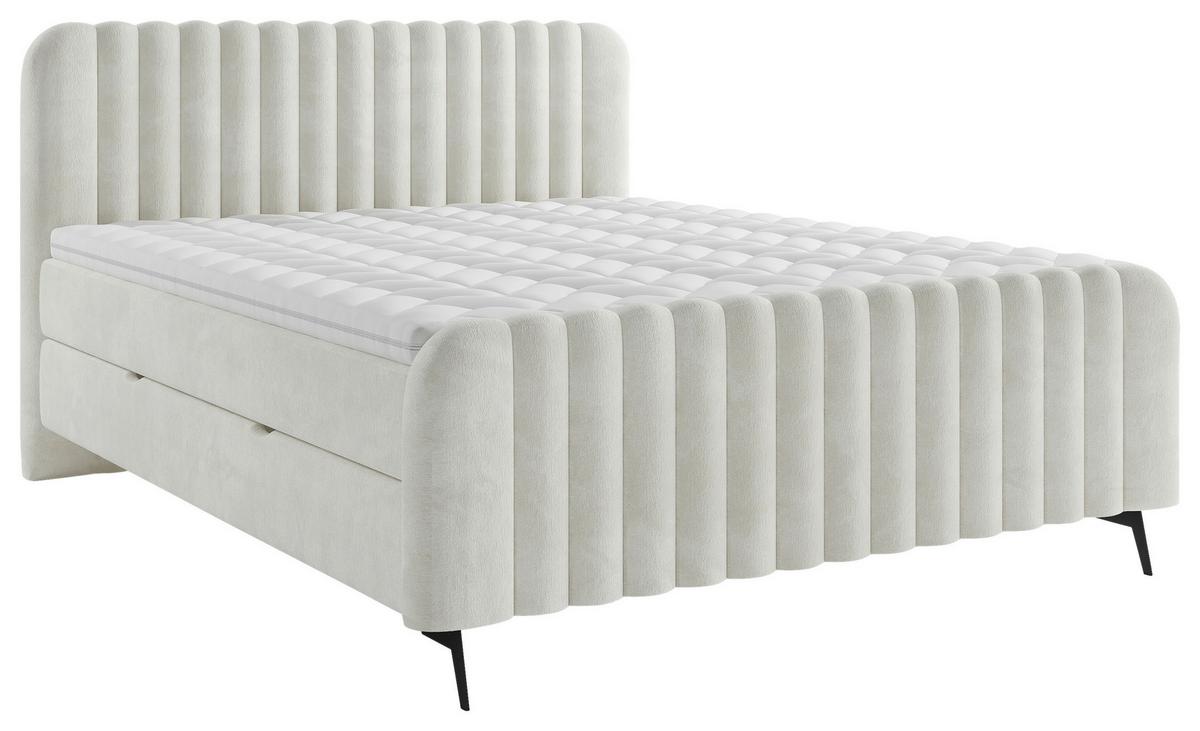 Boxspringbett mit Topper Mit Bettkasten 160x200 cm Liam - Beige/Schwarz, MODERN, Holz/Holzwerkstoff (160/200cm) - MID.YOU