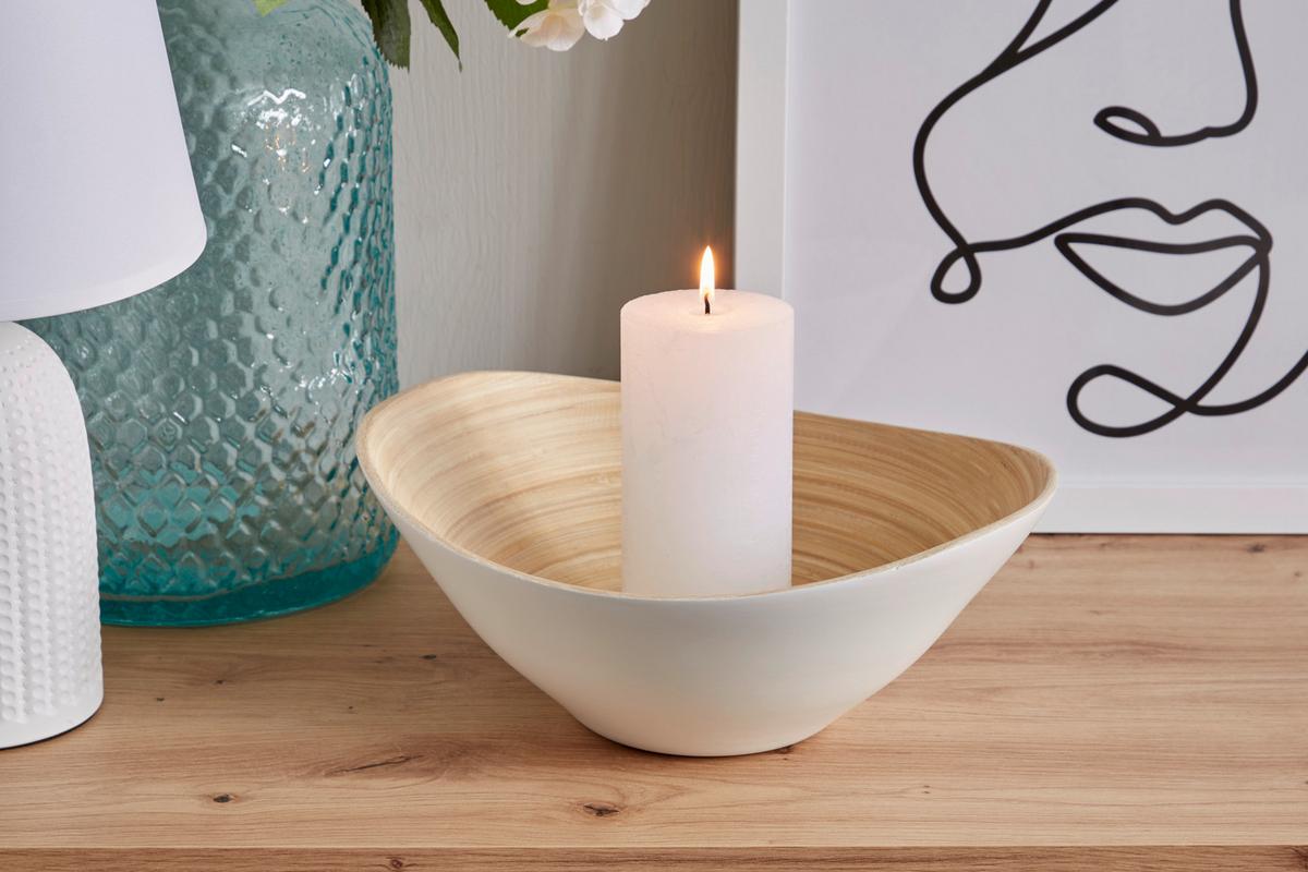 Stumpenkerze Saphira Weiß Ø/H: 6,8/15 cm - Basics (6,8/15cm) - Ondega