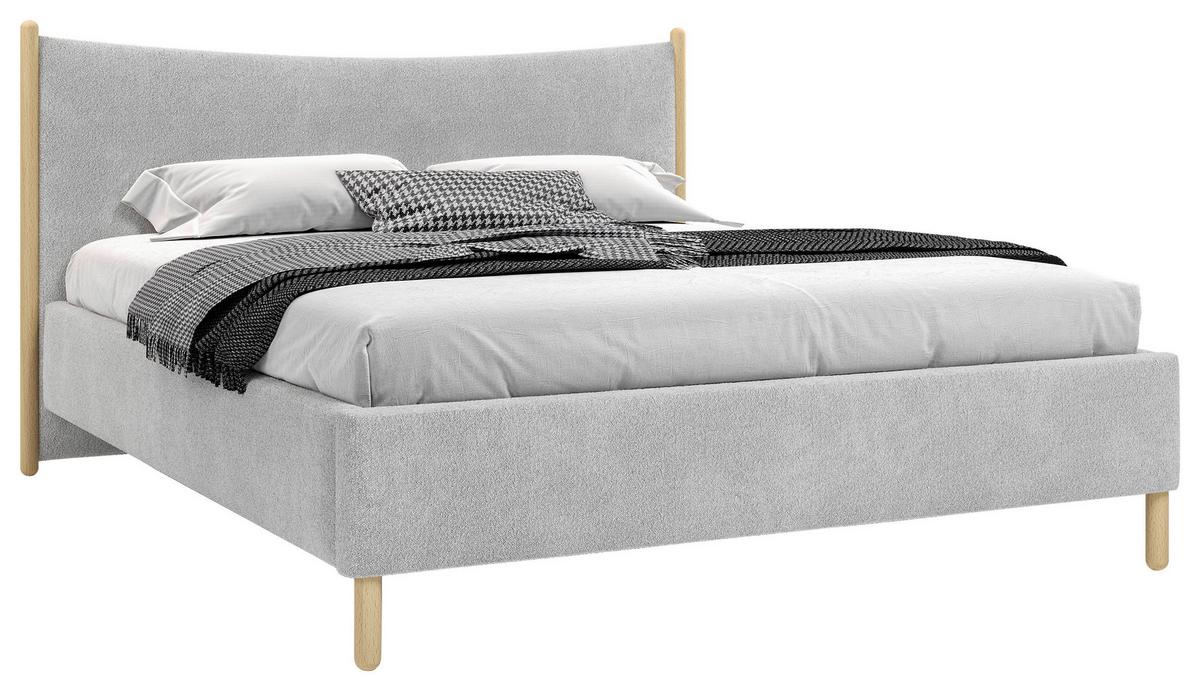 Polsterbett Nature Grau Lf: 180x200 Cm - Buchefarben/Grau, MODERN, Holz/Holzwerkstoff (180/200cm) - MID.YOU