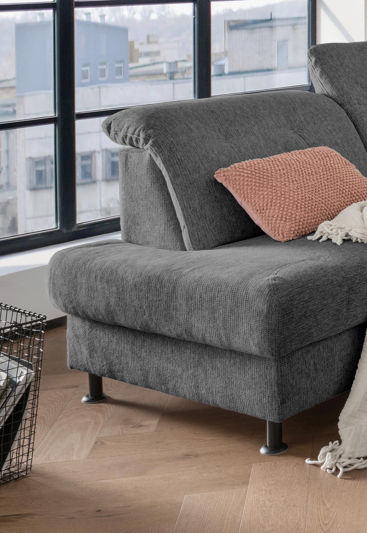 Ecksofa Minori Chenille Anthrazit, S: 198x270 cm - Anthrazit/Schwarz, MODERN, Textil (198/270cm) - Livetastic