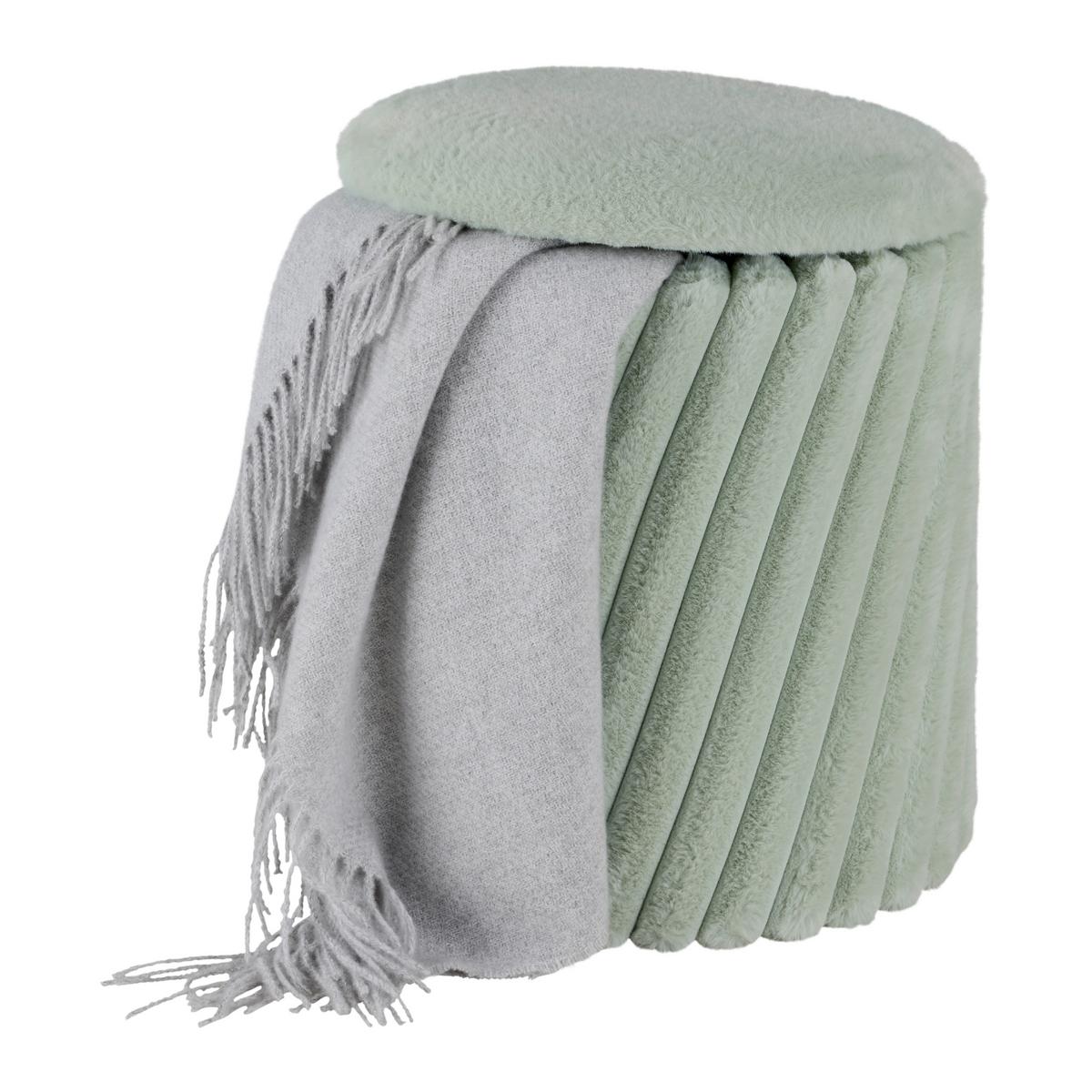 Taburetka CADY, zelená um.kožušina, max.120 kg - zelená, Romantik / Landhaus, kompozitné drevo/textil (37/40/37cm) - Mömax