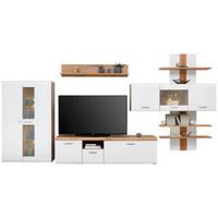 Wohnkombination 5-tlg. Auris, Weiß/eiche Dekor - Eichefarben/Weiß, MODERN, Glas/Holzwerkstoff (449,3/204,2/49,6cm) - Luca Bessoni