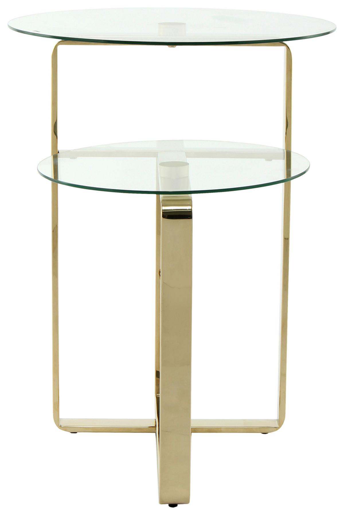 Beistelltisch Katris 100 Gold - Klar/Goldfarben, Design, Glas/Metall (46/46/60cm) - Kayoom