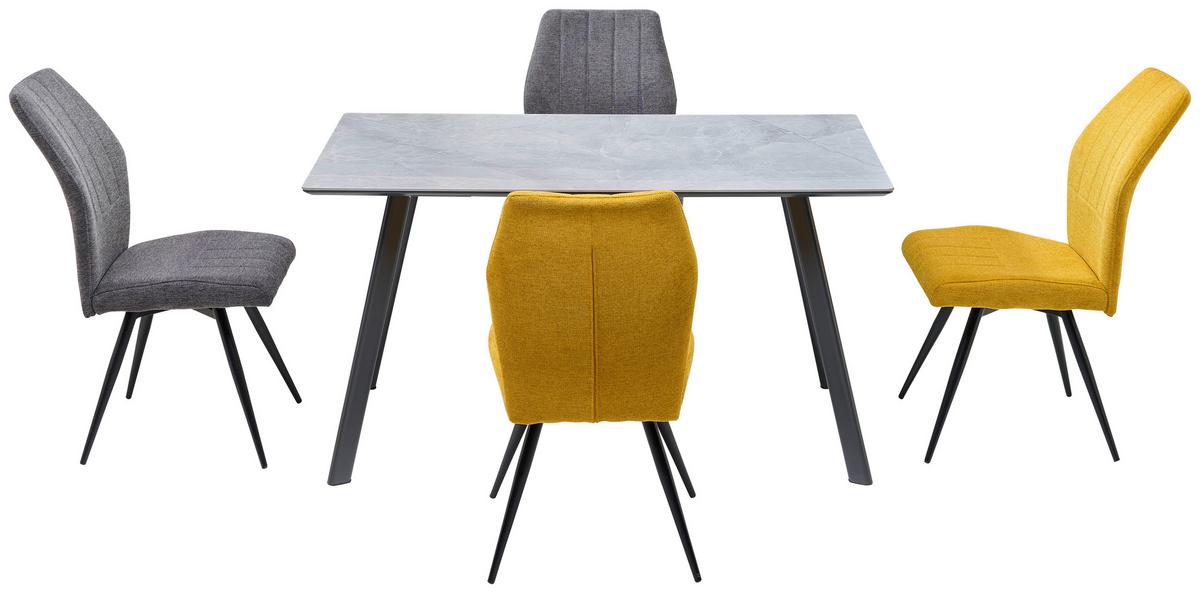 Étkezőasztal George - fekete/szürke, Konventionell, faalapú anyag/fém (140/76/80cm)