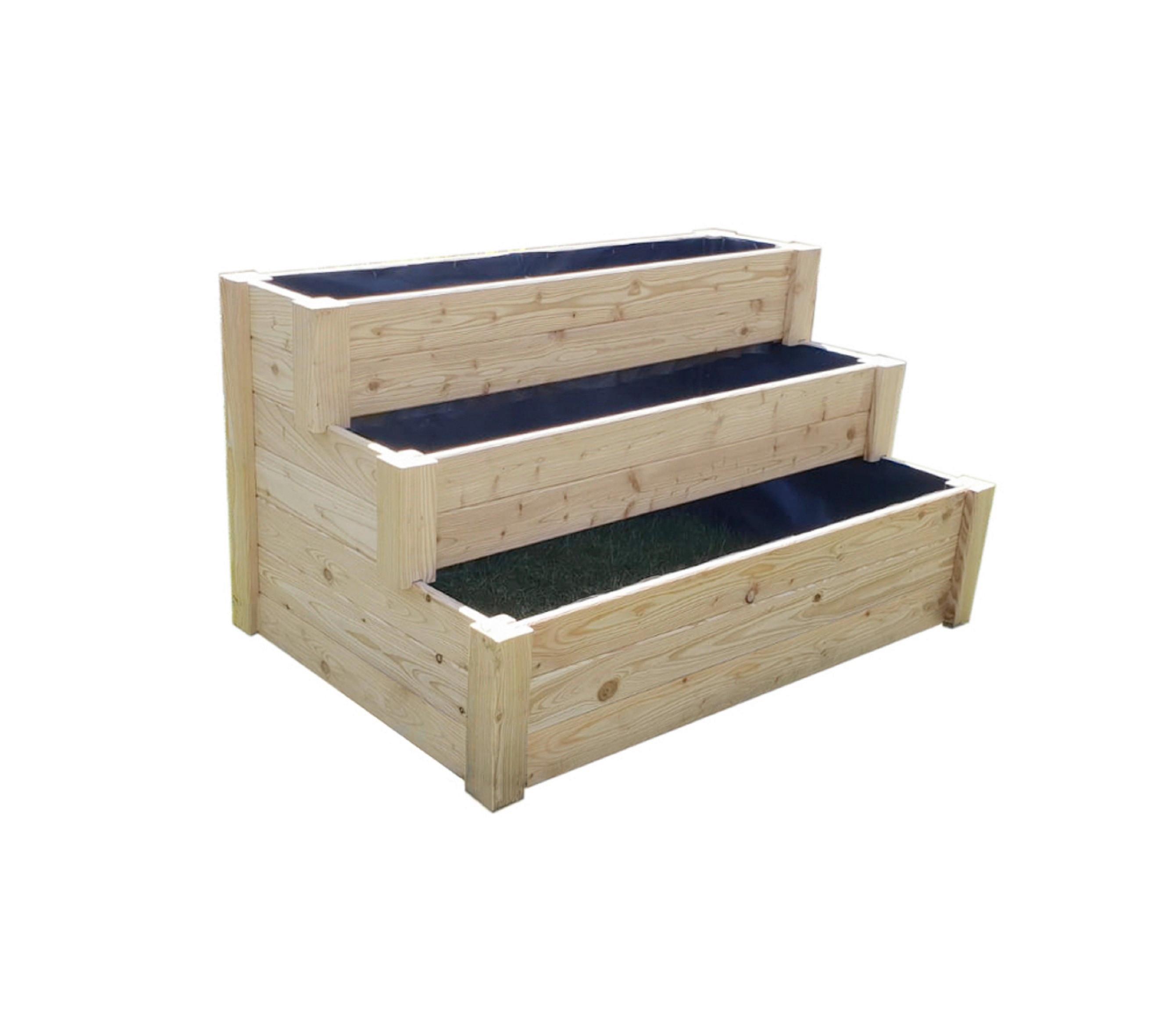 Hochbeet Echtholz Lärche Treppenhochbeet 76x64x120 cm - Lärchefarben, Basics, Holz (76/64/120cm)