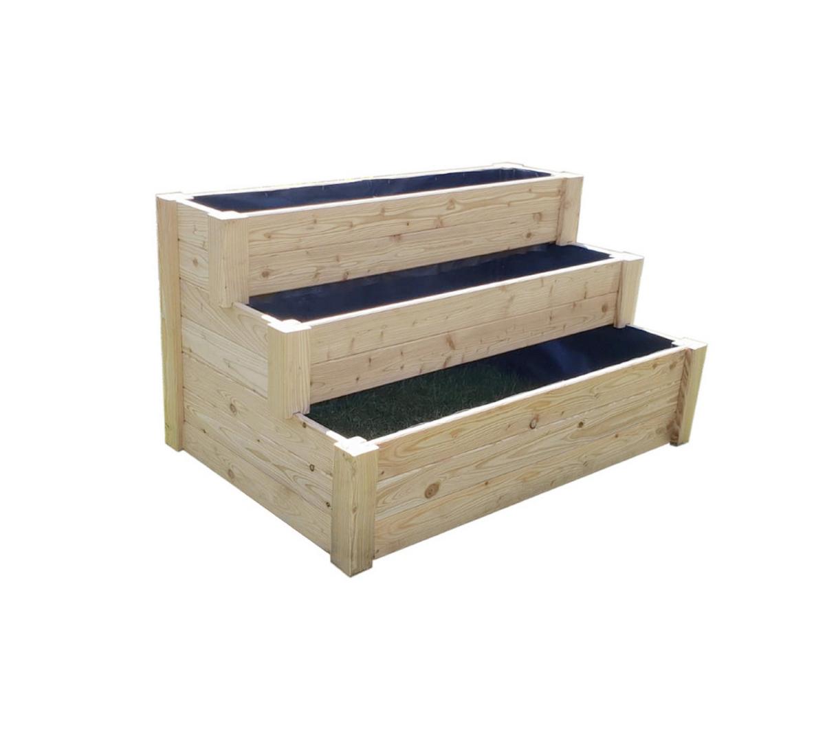 Hochbeet Echtholz Lärche Treppenhochbeet 76x64x120 Cm - Lärchefarben, Basics, Holz (76/64/120cm)