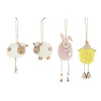 Dekohänger Leni - Pink/Gelb, KONVENTIONELL, Holz/Textil - Luca Bessoni