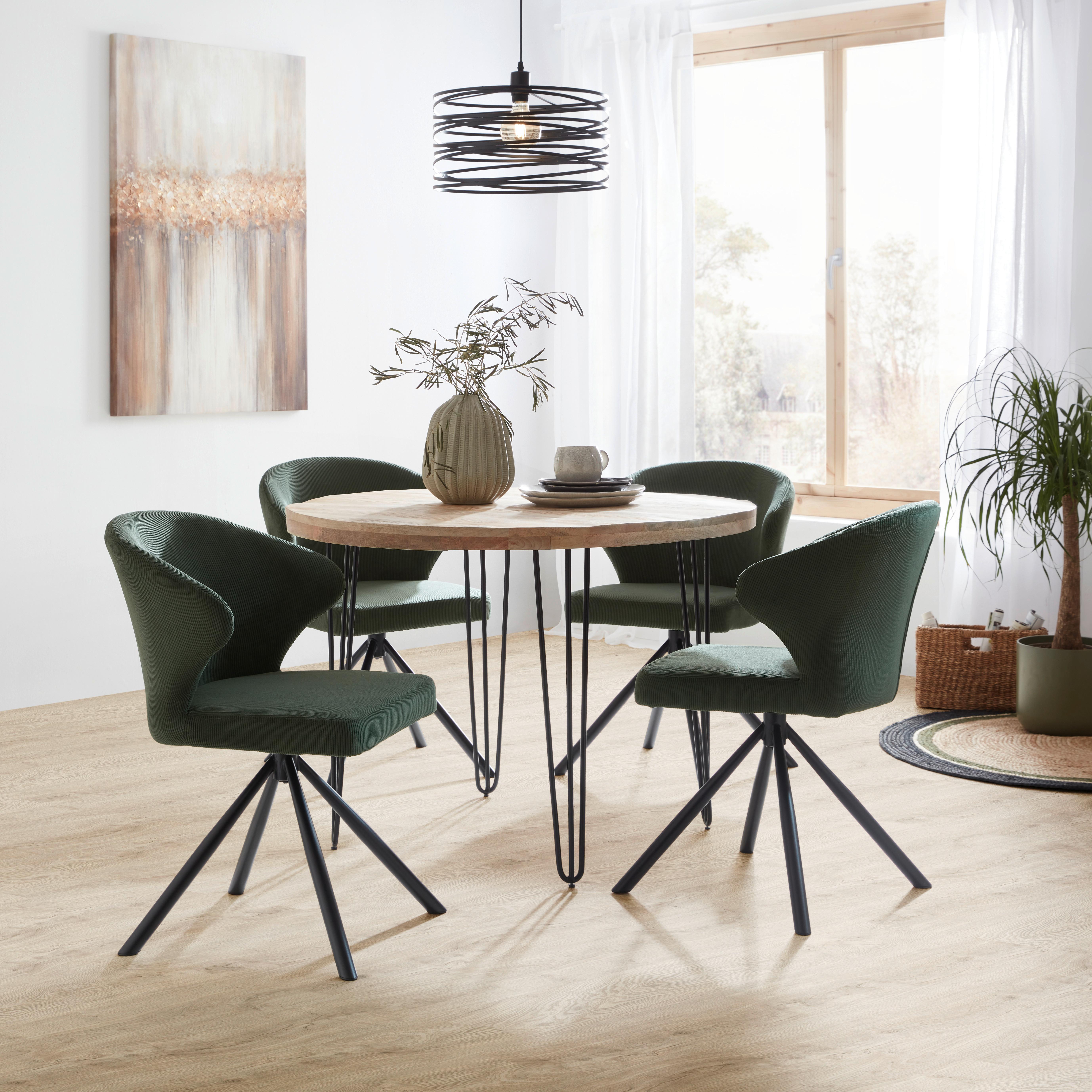 JÍDELNÍ STŮL BOTTNIC 105 - černá/přírodní barvy, Lifestyle, kov/dřevo (105/105/76cm) - Zandiara