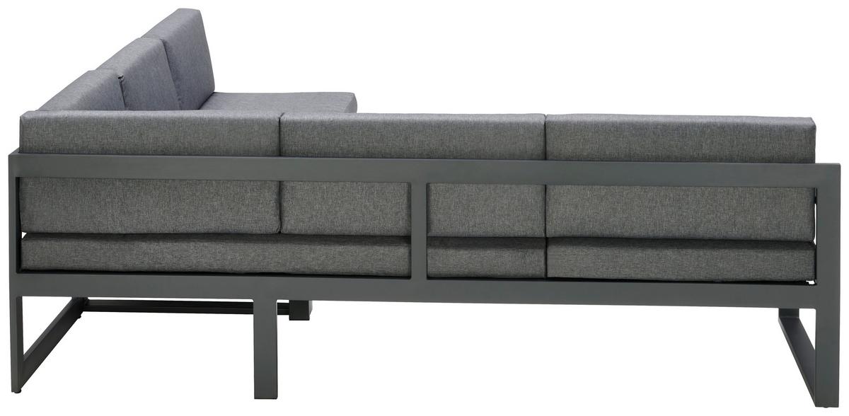 Lounge Garnitúra Rio - fekete/sötétszürke, Modern, Üveg/textil (214/130cm) - Beldano