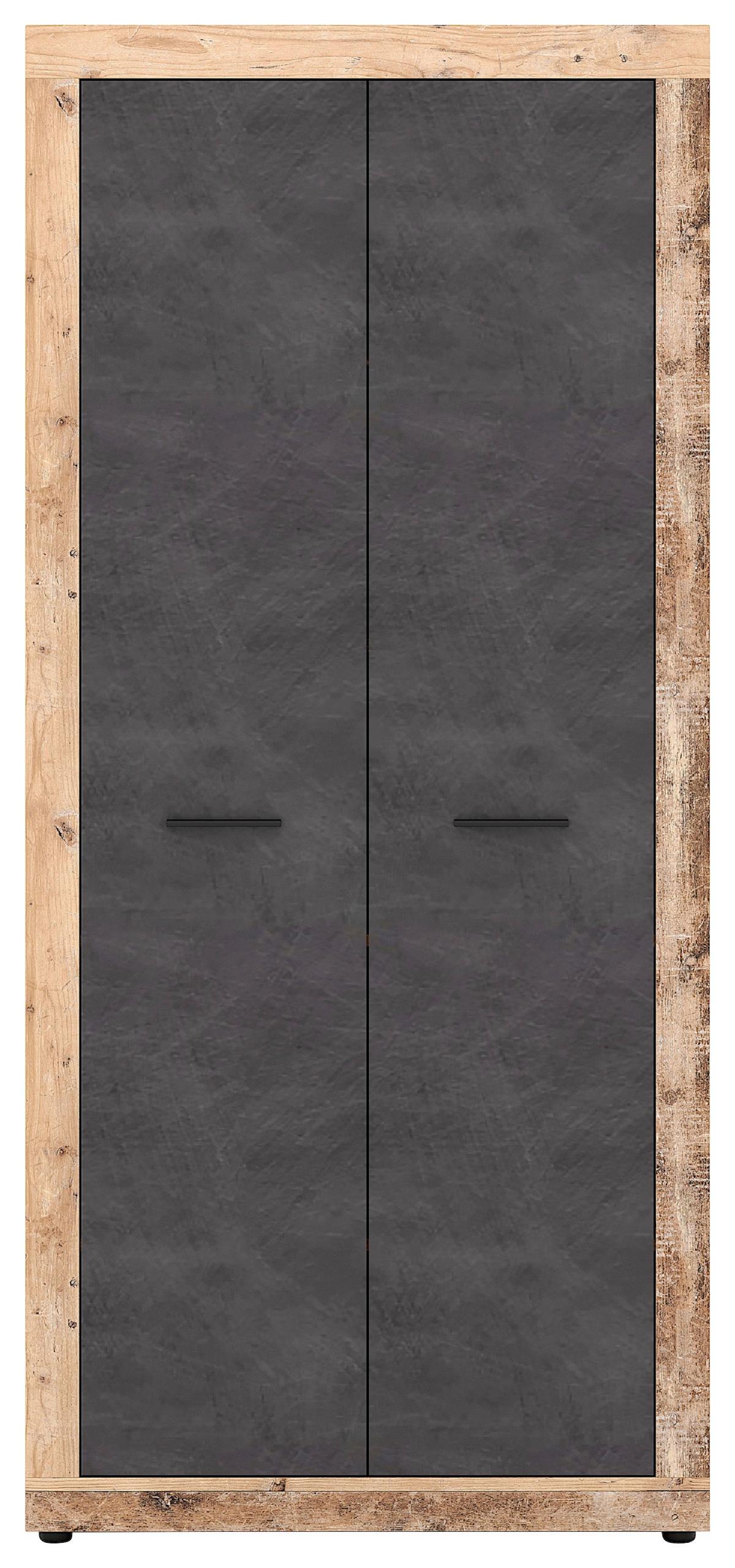 Garderobenschrank Luna Graphitfarben B: 88,9 cm - Alteiche/Schwarz, Design, Holzwerkstoff (88,9/198/40cm) - MID.YOU