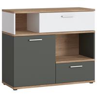 Komoda TWENTY dekor bílá/grafit/dub - bílá/barvy dubu, Moderní, kompozitní dřevo/plast (100/86/40cm) - Modern Living
