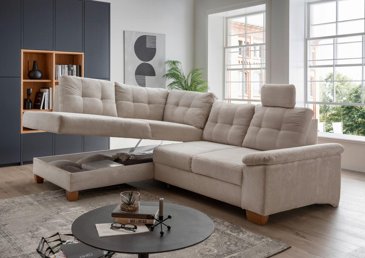 Ecksofa Brizzini, Beige S: 206x274 Cm - Beige/Naturfarben, MODERN, Textil (206/274cm) - Livetastic