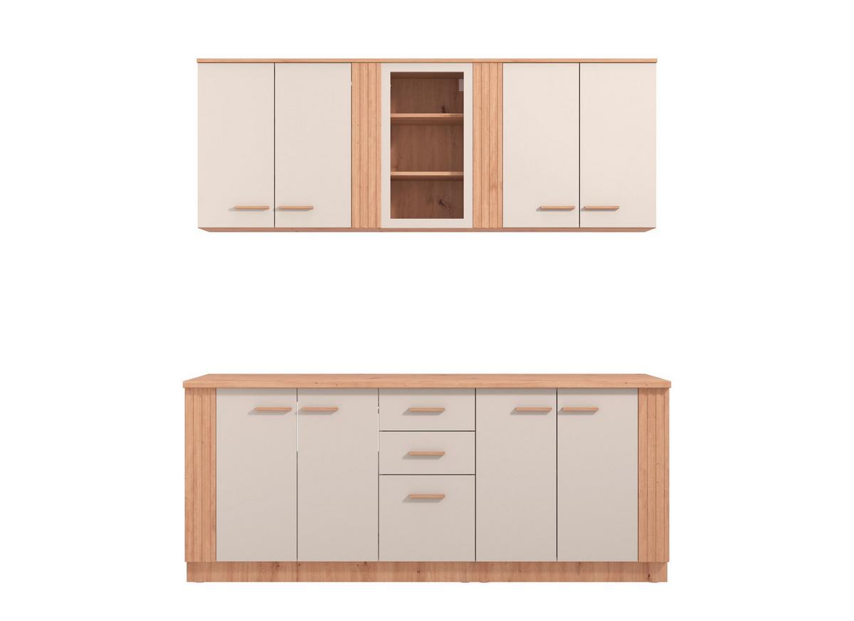 Konyhablokk Belfort 200 Cm - kasmírszínű/Artisan tölgy, Basics, faalapú anyag (200/200/51cm)